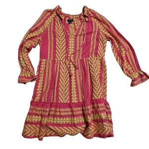 Maeve by Anthropologie Size SmallPretty Pink and Green Dress With Longsleeve